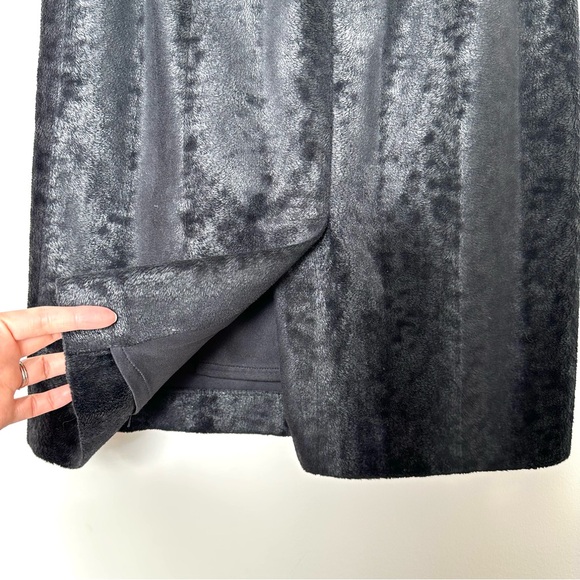 Louben Vintage Western Black Midi Skirt Faux Hide Braided Rope Accent Fall Suede - Picture 10 of 10